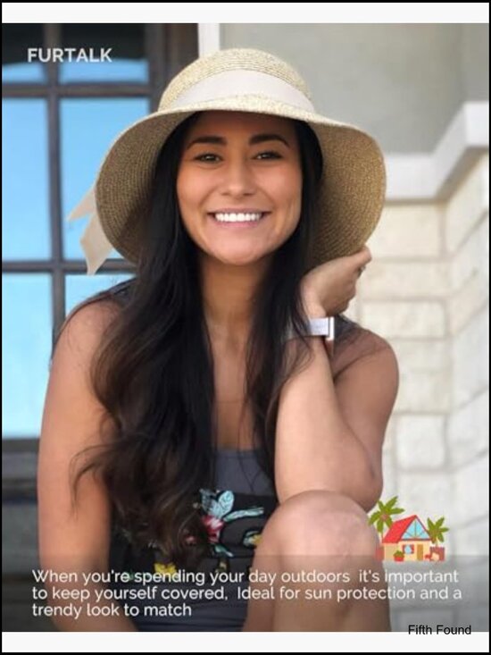 Foldable Straw Sun Hat UPF 80+ Adjustable Brim Beach Travel Summer main image 2
